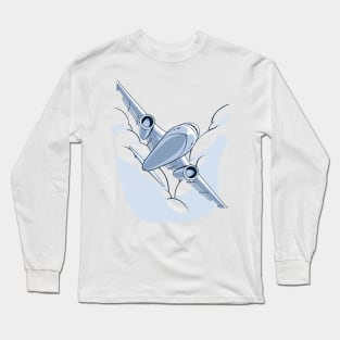 Airplane Flying Through Cloudy Sky Long Sleeve T-Shirt